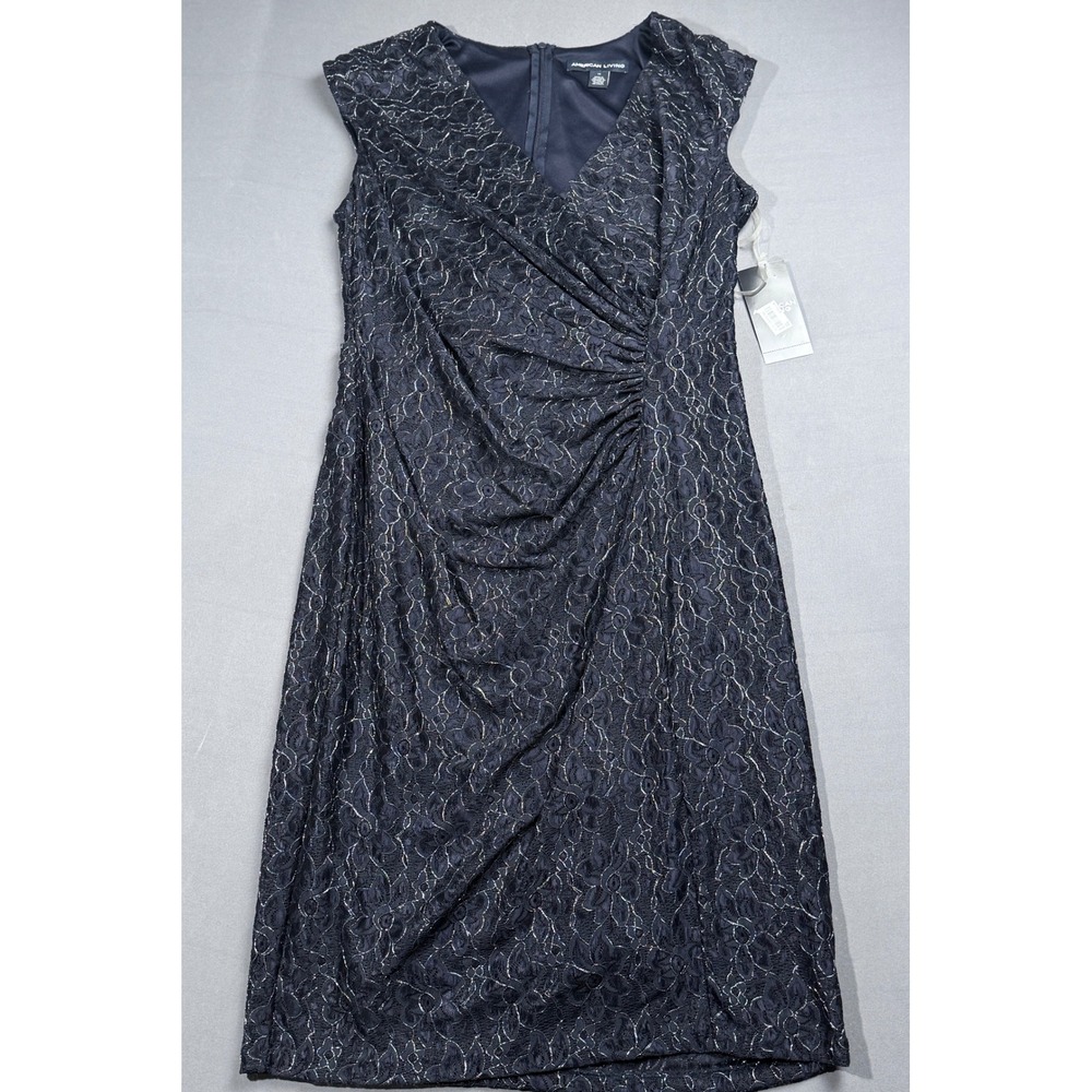 Elegant Navy Lace Dress by American Living Size 12 NWT‎